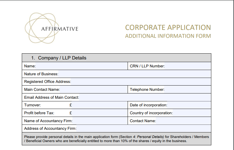 Corporate Application Form